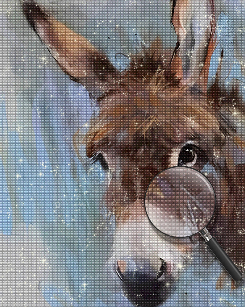 Kleiner grauer Esel piepsend Diamond Painting