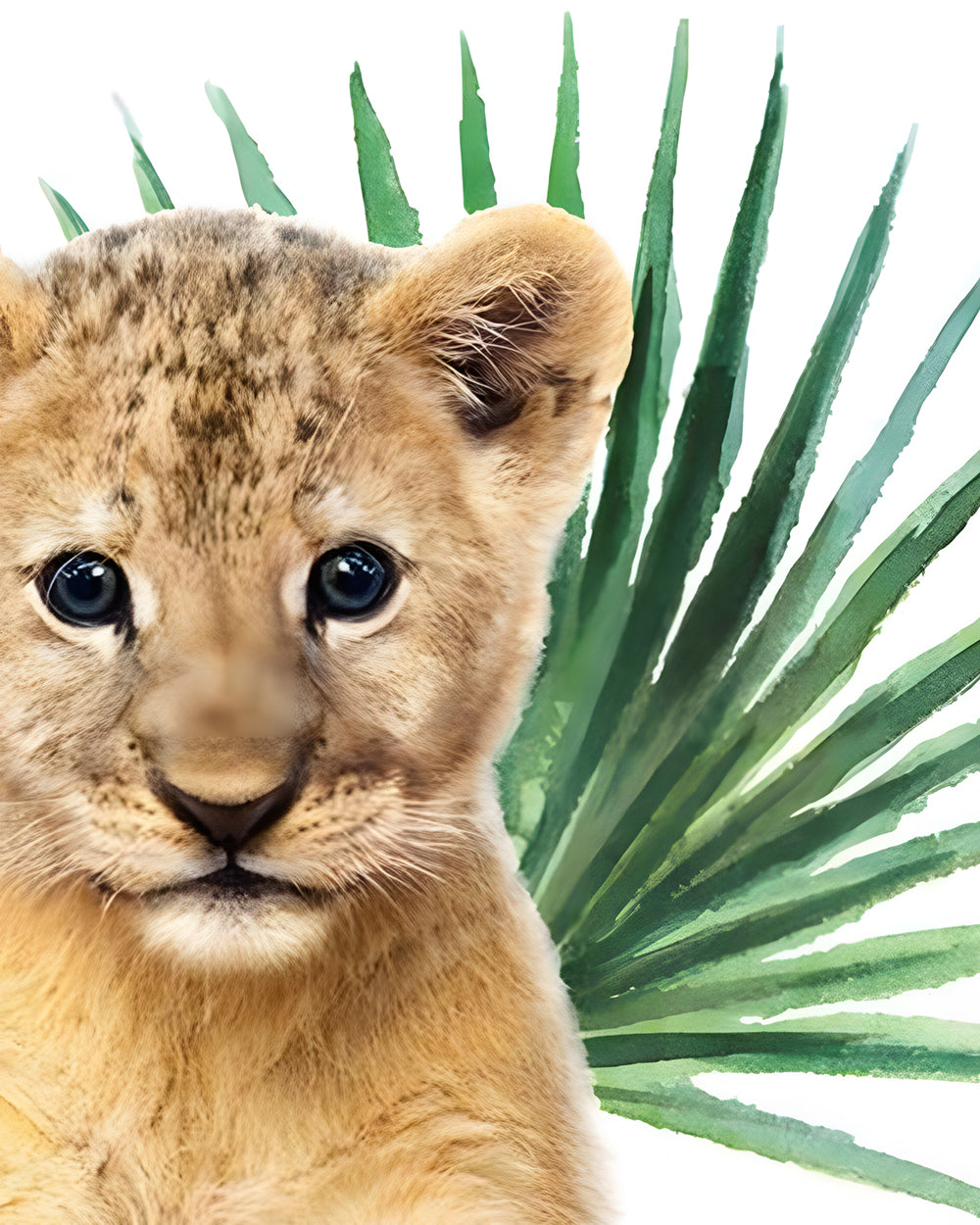 Kleiner Löwe und grünes Blatt Diamond Painting