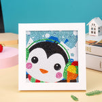 Kleiner Pinguin mit Kopfhörern Mini-Kristallpünktchen Diamond Painting