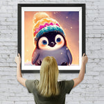 Kleiner Pinguin mit Wollmütze Diamond Painting