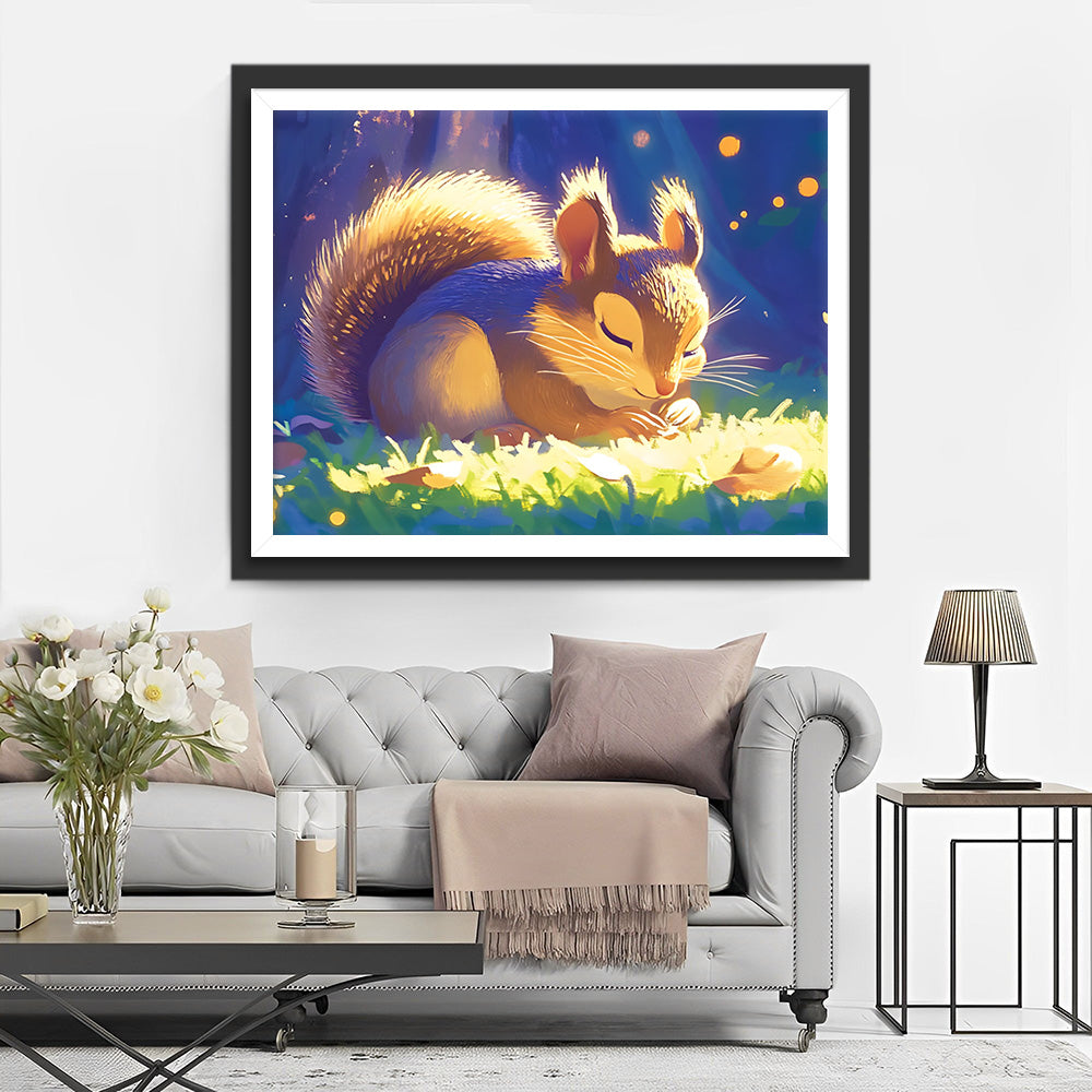 Kleines Eichhörnchen im Mondlicht Diamond Painting