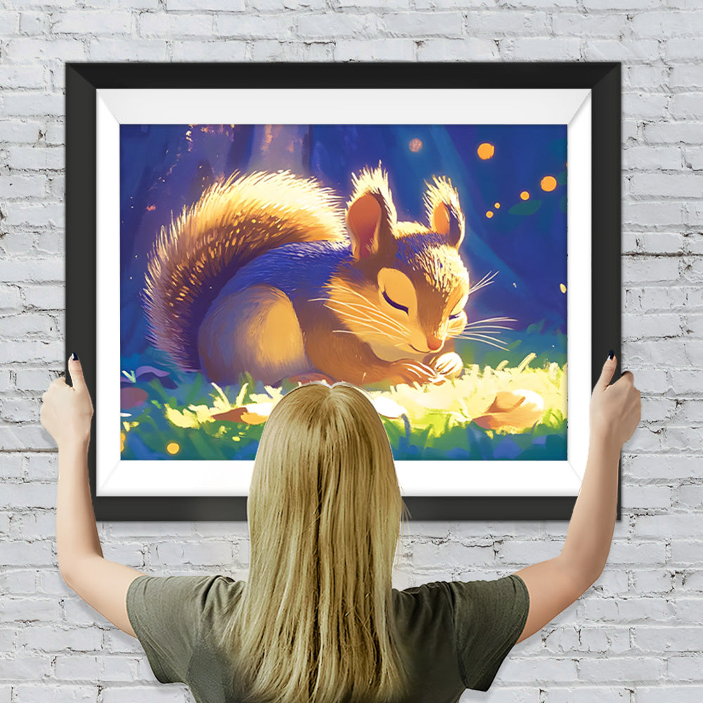 Kleines Eichhörnchen im Mondlicht Diamond Painting