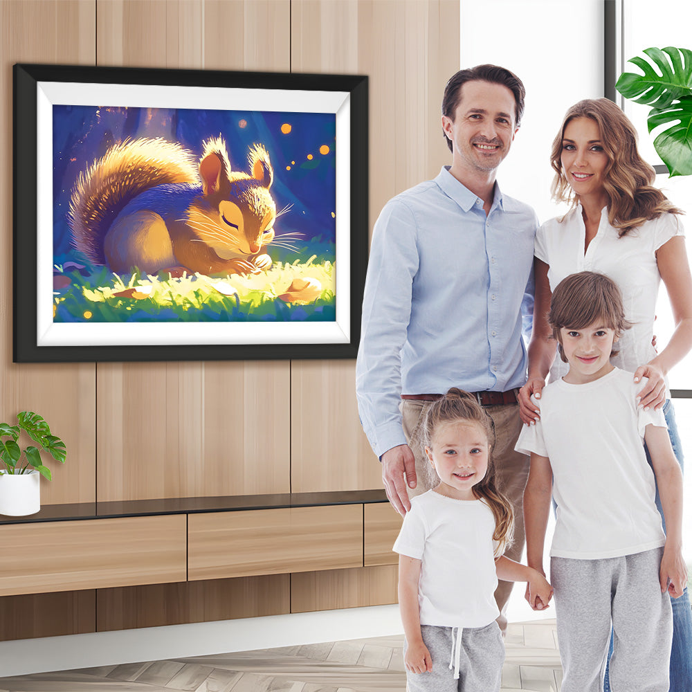 Kleines Eichhörnchen im Mondlicht Diamond Painting