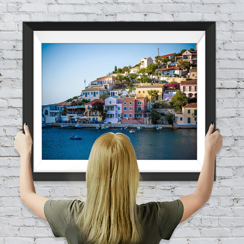 Kleines Küstendorf in Griechenland Diamond Painting