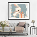 Kleines weißes Kaninchen Geschenkbox öffnen Diamond Painting