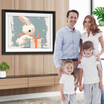 Kleines weißes Kaninchen Geschenkbox öffnen Diamond Painting