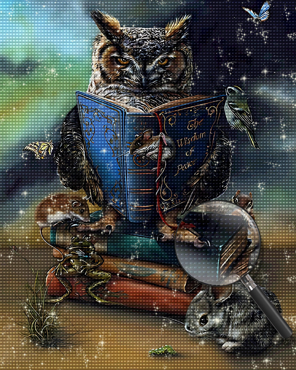 Kluge Eule und Mäuse Diamond Painting