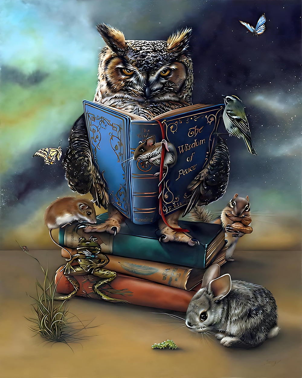 Kluge Eule und Mäuse Diamond Painting