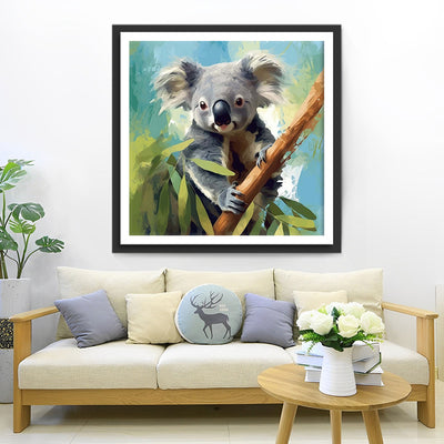 Koala umarmt einen Baumstamm Diamond Painting