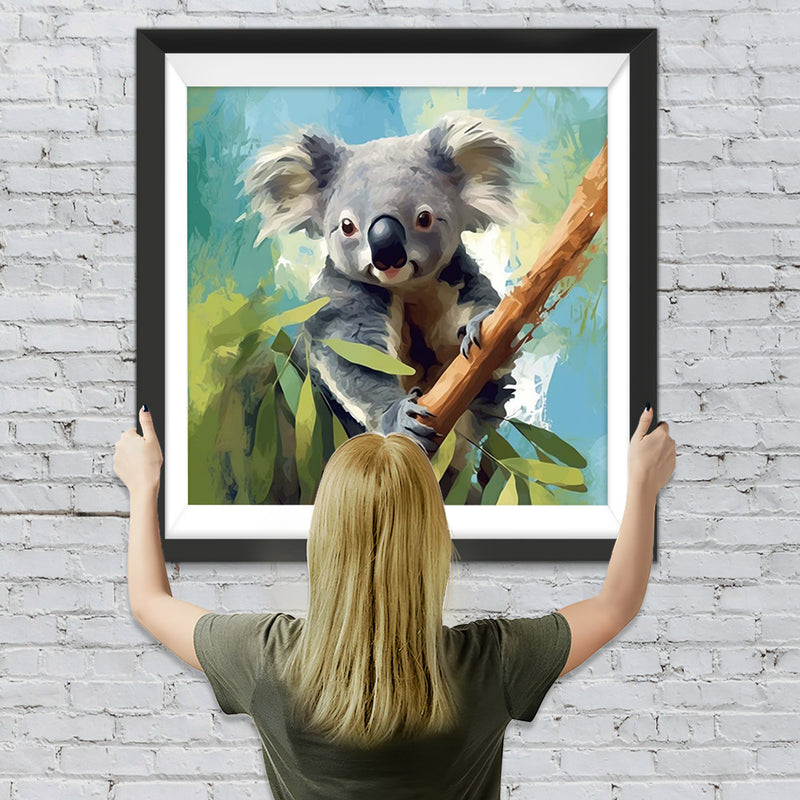 Koala umarmt einen Baumstamm Diamond Painting