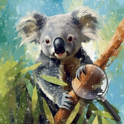 Koala umarmt einen Baumstamm Diamond Painting