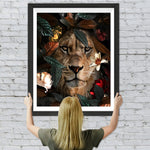 König der Löwen in den grünen Blättern Diamond Painting