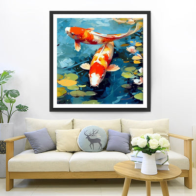 Koi im Seerosenteich Diamond Painting