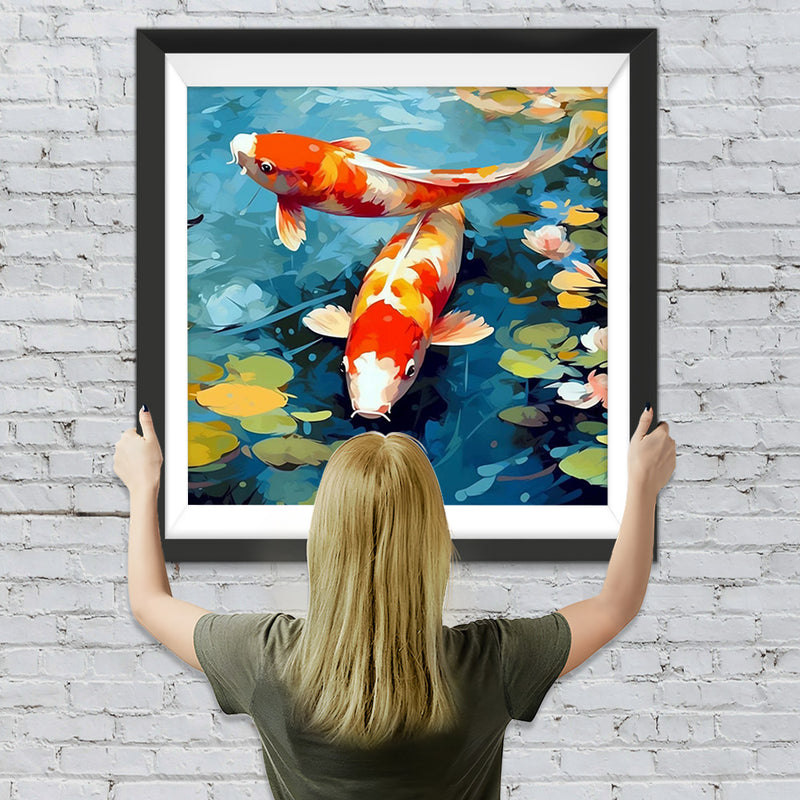Koi im Seerosenteich Diamond Painting