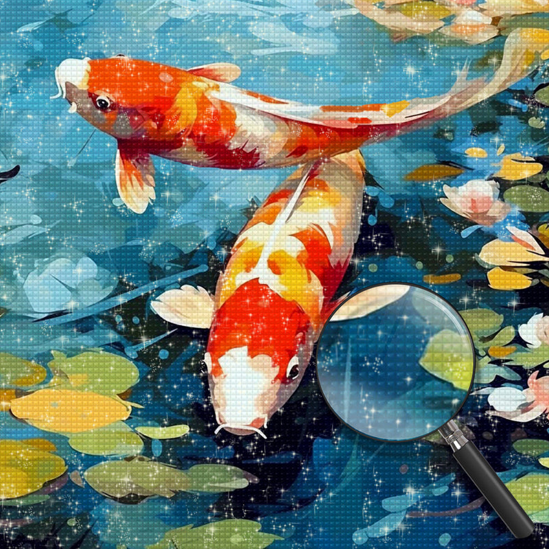 Koi im Seerosenteich Diamond Painting