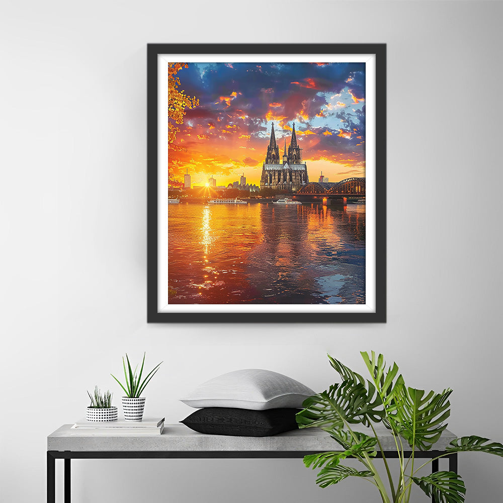 Kölner Dom bei Sonnenuntergang Diamond Painting