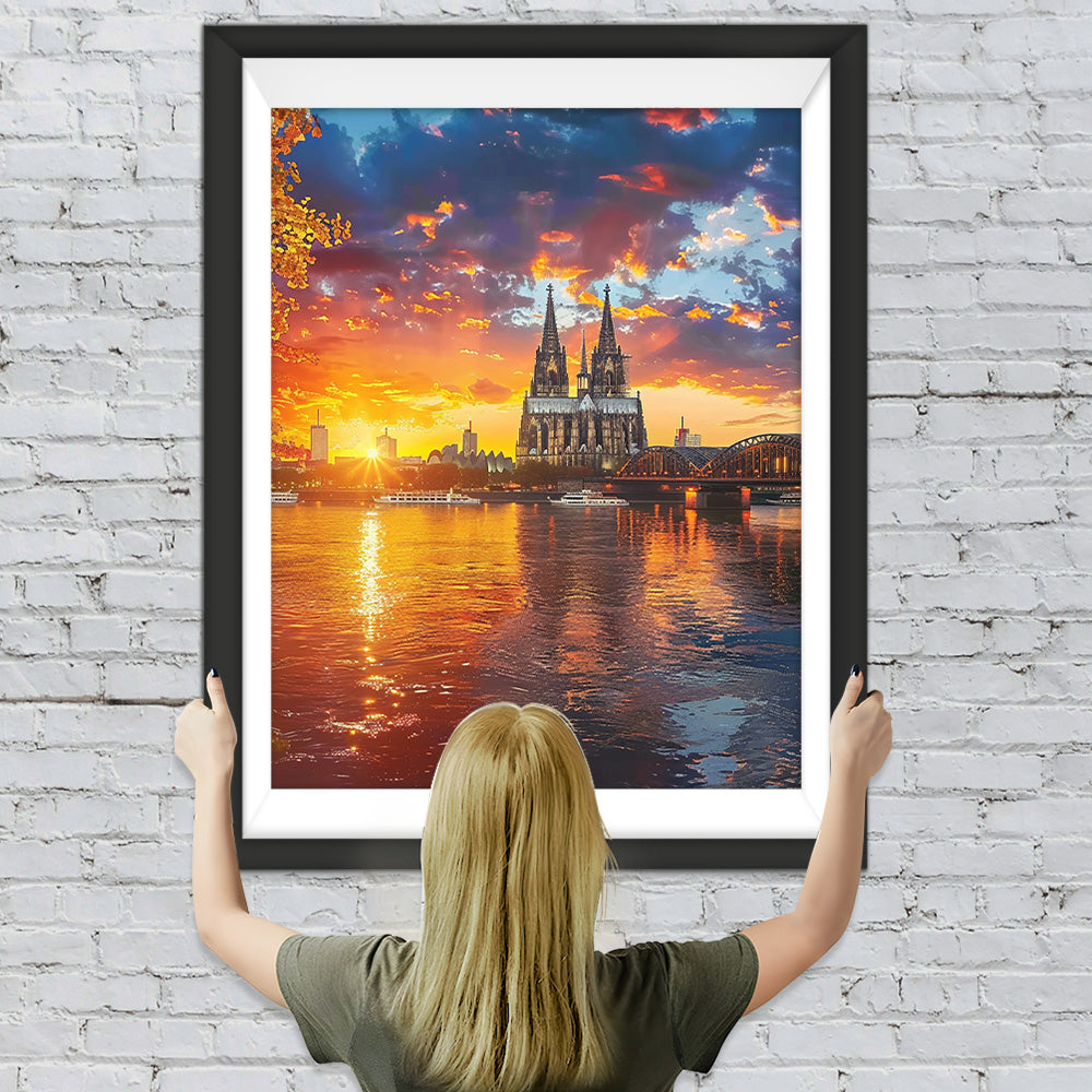 Kölner Dom bei Sonnenuntergang Diamond Painting