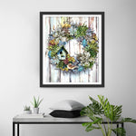 Kranz auf dem Holzbrett Diamond Painting