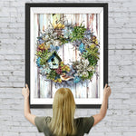 Kranz auf dem Holzbrett Diamond Painting