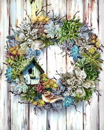 Kranz auf dem Holzbrett Diamond Painting