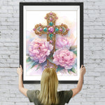 Kreuz mit Pfingstrosen Diamond Painting