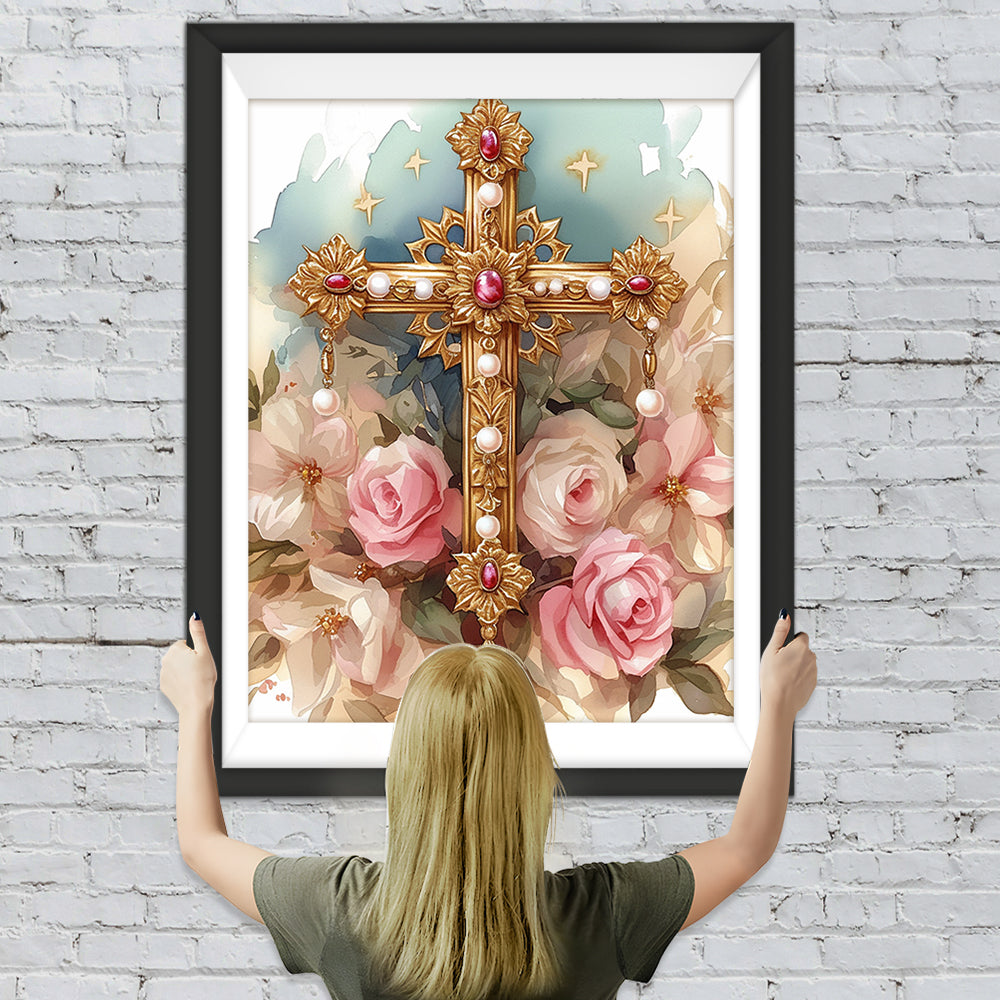 Kreuz und Blumen Diamond Painting