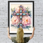 Kreuz und Rosa Blumen Diamond Painting