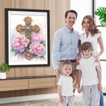 Kreuz und Rosa Blumen Diamond Painting