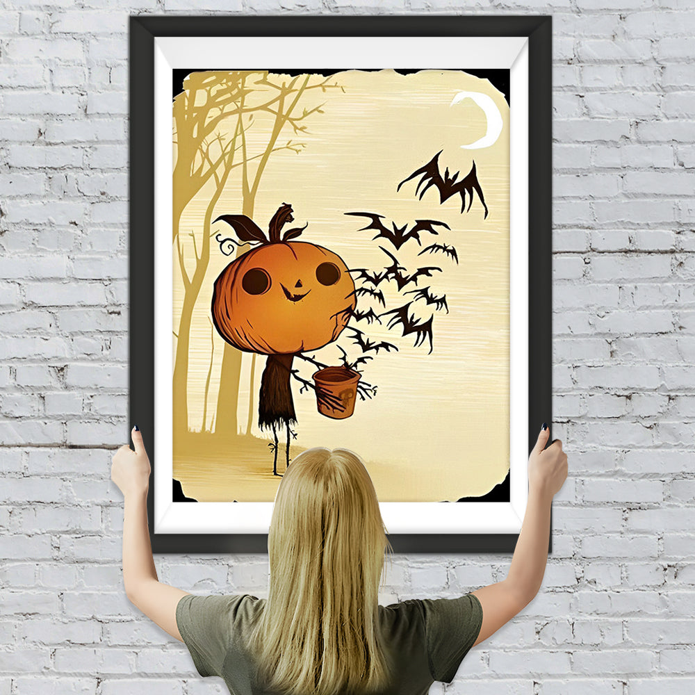 Kürbis-Elfe und Fledermäuse Diamond Painting