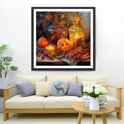 Kürbis und Kerzenlicht Diamond Painting