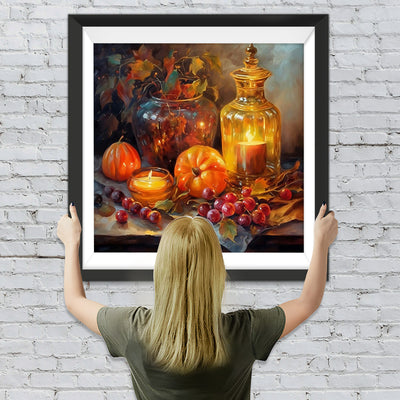 Kürbis und Kerzenlicht Diamond Painting