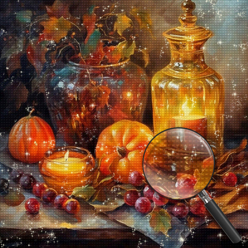 Kürbis und Kerzenlicht Diamond Painting