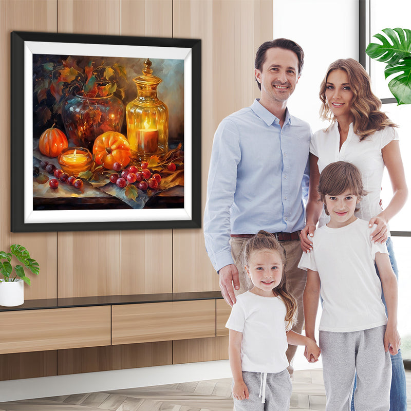 Kürbis und Kerzenlicht Diamond Painting