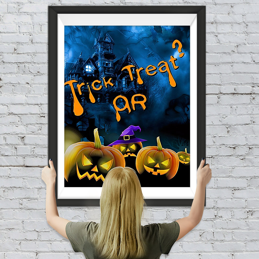 Kürbislaternen und Schloss Diamond Painting