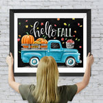 Kürbisse und blauer Wagen Diamond Painting