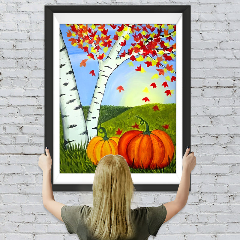 Kürbisse unter Bäumen Diamond Painting