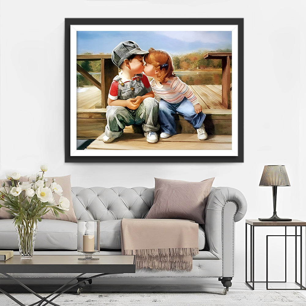 Küssende Jungen und Mädchen Diamond Painting