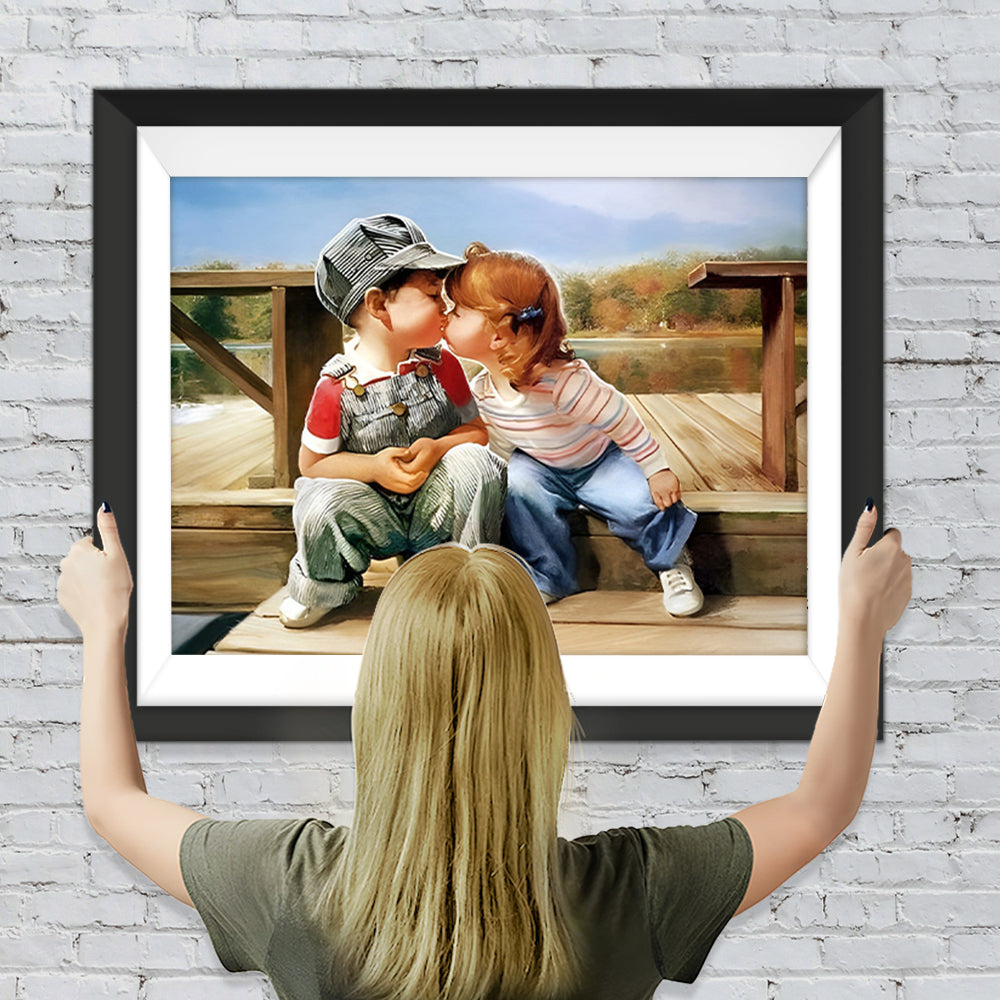 Küssende Jungen und Mädchen Diamond Painting