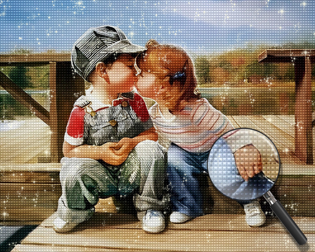 Küssende Jungen und Mädchen Diamond Painting
