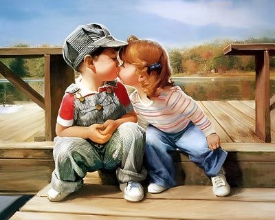 Küssende Jungen und Mädchen Diamond Painting