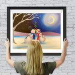 Küssende Schneemänner bei Mondschein Diamond Painting