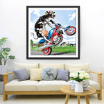 Kuh auf einem Motorrad Diamond Painting