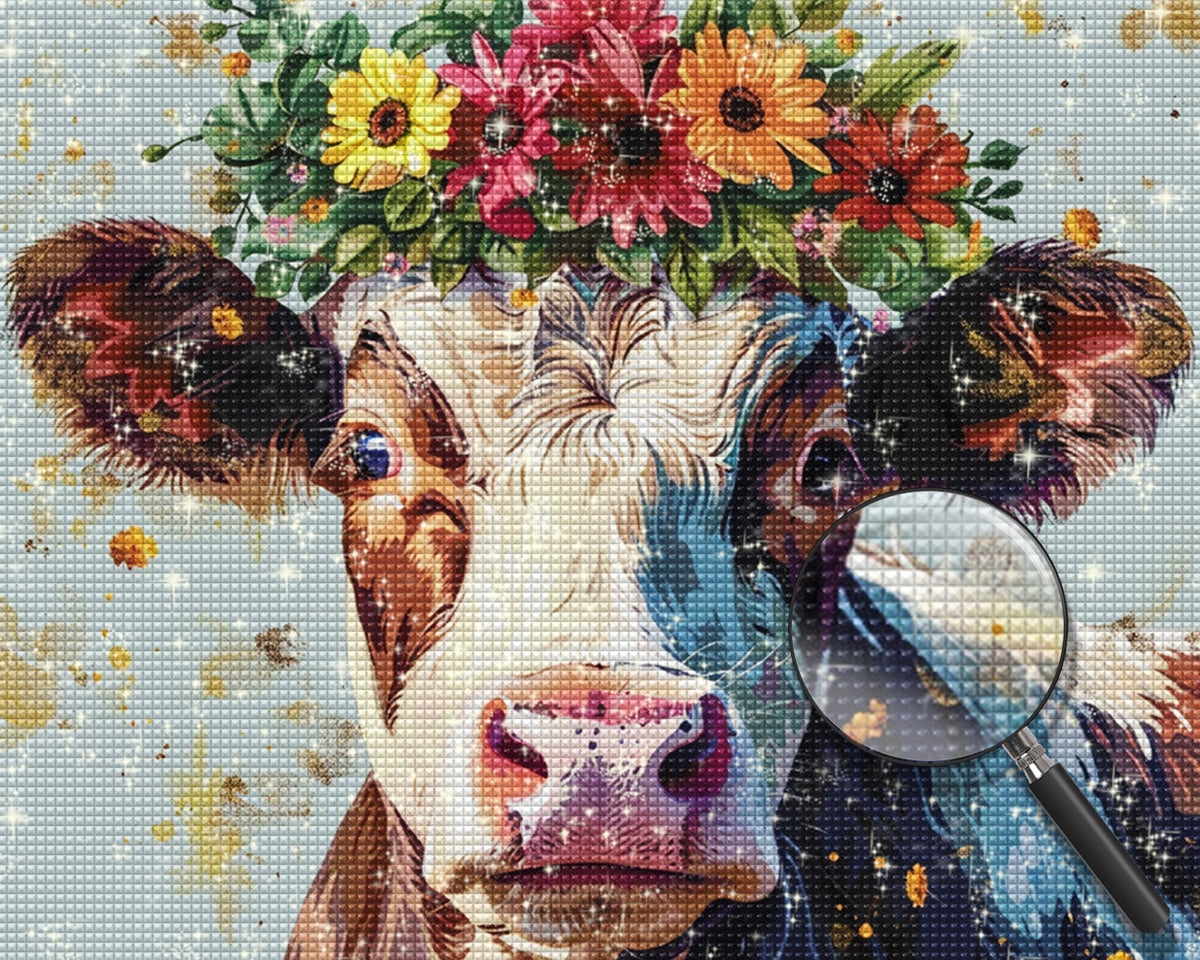Kuh, die Girlande trägt Diamond Painting