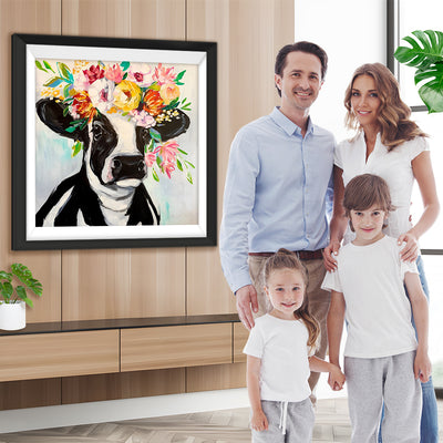 Kuh mit Blütenkrone Diamond Painting