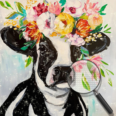 Kuh mit Blütenkrone Diamond Painting