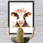 Kuh mit rosa Blumen Diamond Painting