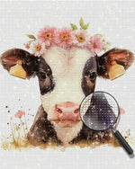 Kuh mit rosa Blumen Diamond Painting