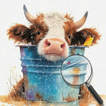 Kuh und blauer Eimer Diamond Painting