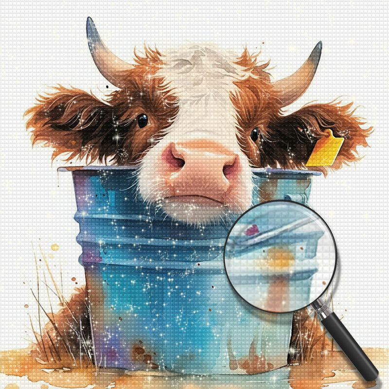 Kuh und blauer Eimer Diamond Painting