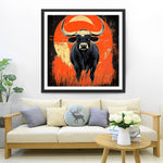 Kuh und rote Sonne Diamond Painting